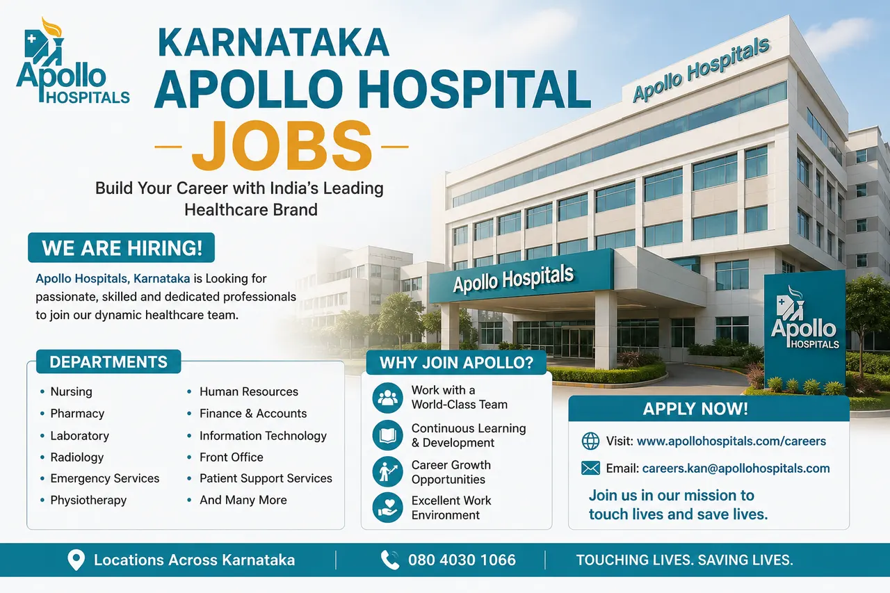 Karnataka Apollo Hospital Jobs 2026: Staff Nurse, Anesthesia Specialist, Ward Boy & Support Staff – Direct Healthcare Recruitment